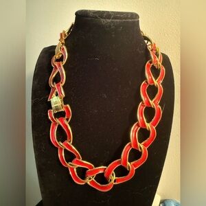 Kenneth Jay Lane(KJL) Red and Gold reversible 
Chain Necklace